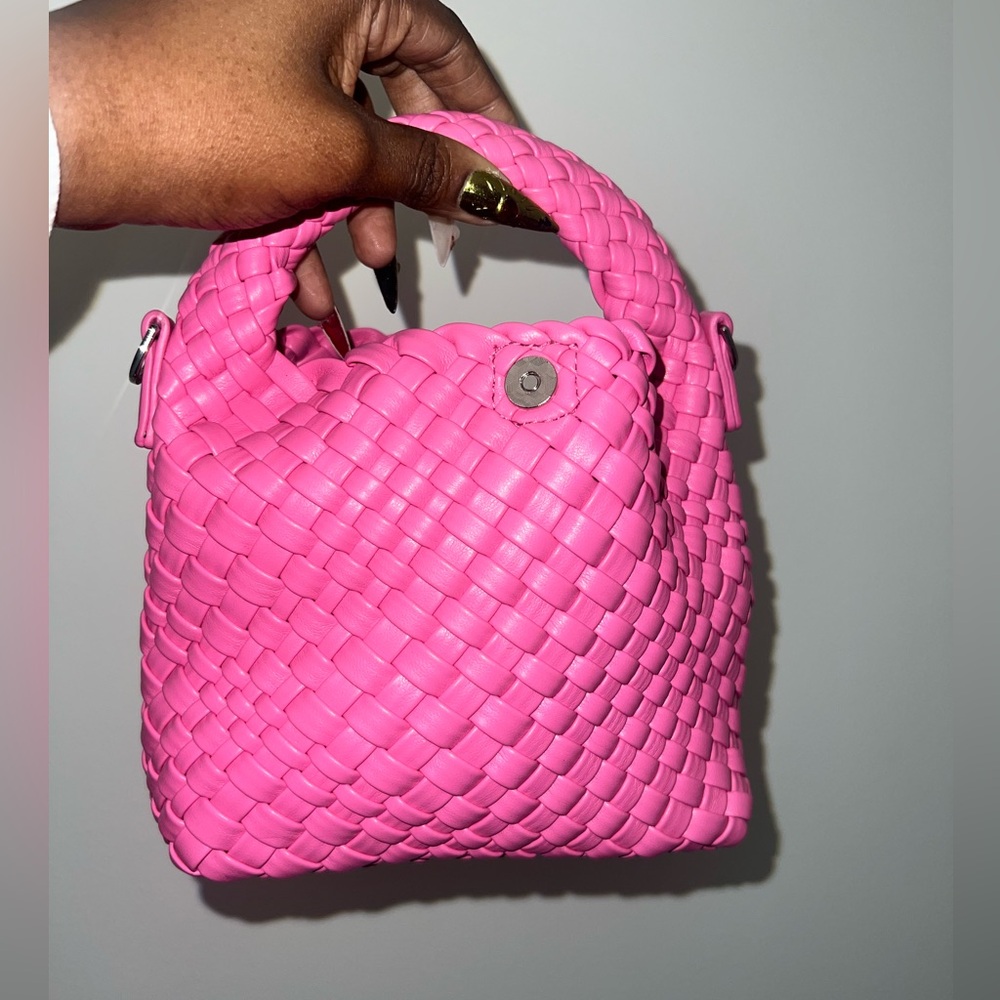 Woven small tote crossbody bag